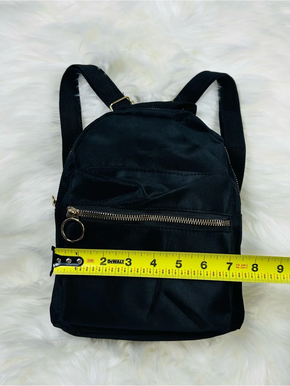 Black Kids Mini Backpack with Gold Zip Accent